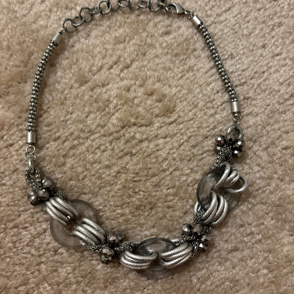 Chic Silver and Gray Statement Necklace